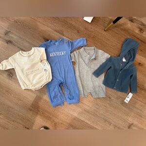 Lot of 4 baby boys clothes sizes 0-6 months new condition